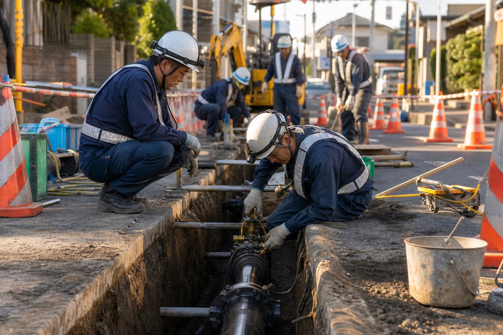 給水管の敷設作業