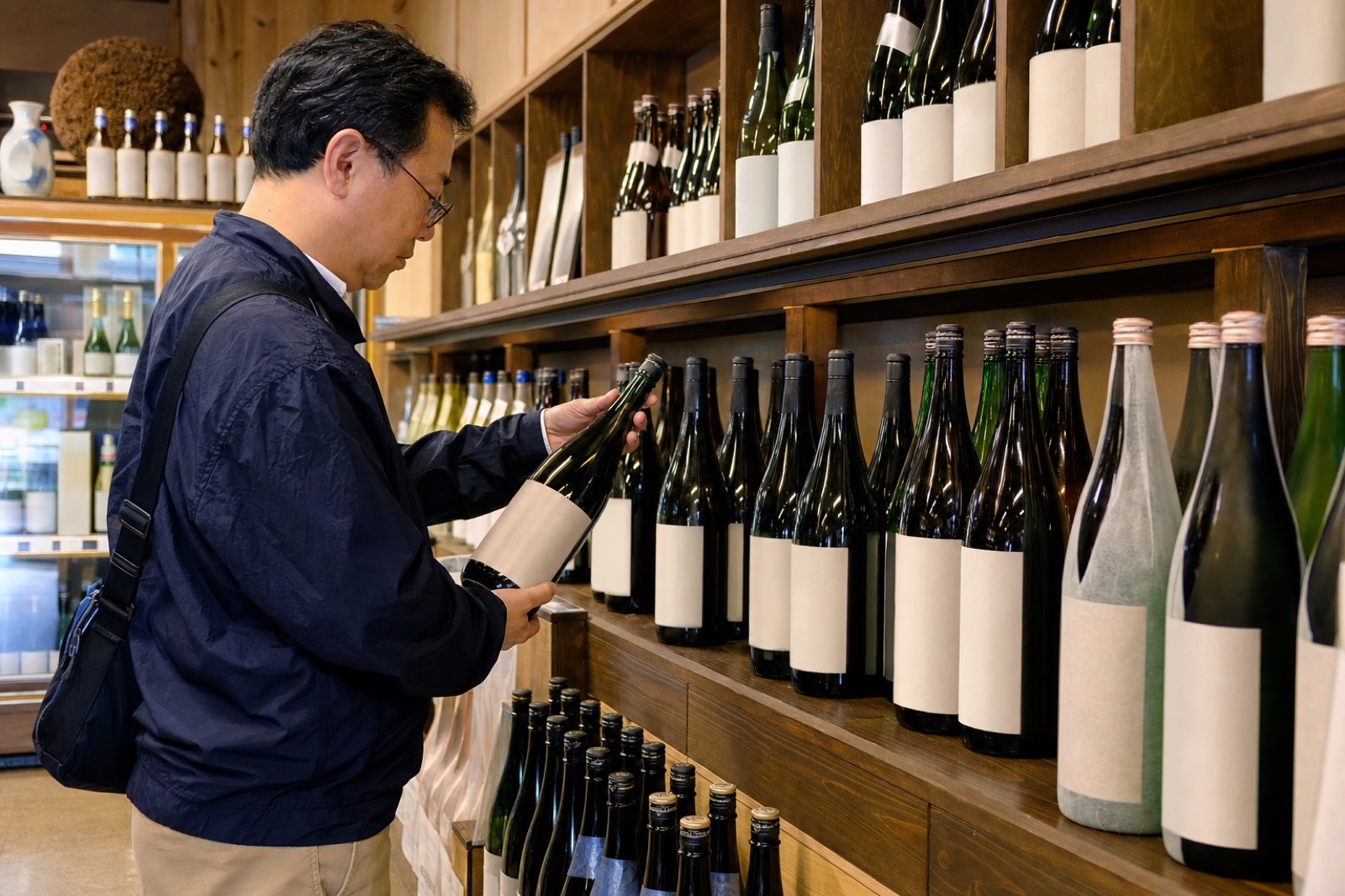 棚に並ぶ県内蔵元の日本酒